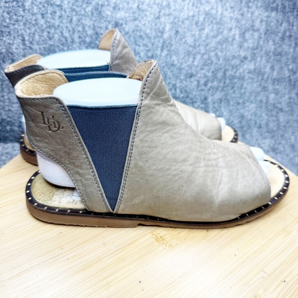 Luxe De Leon Women’s Peep‎ Toe Leather Taupe Shoes Sz 7.5